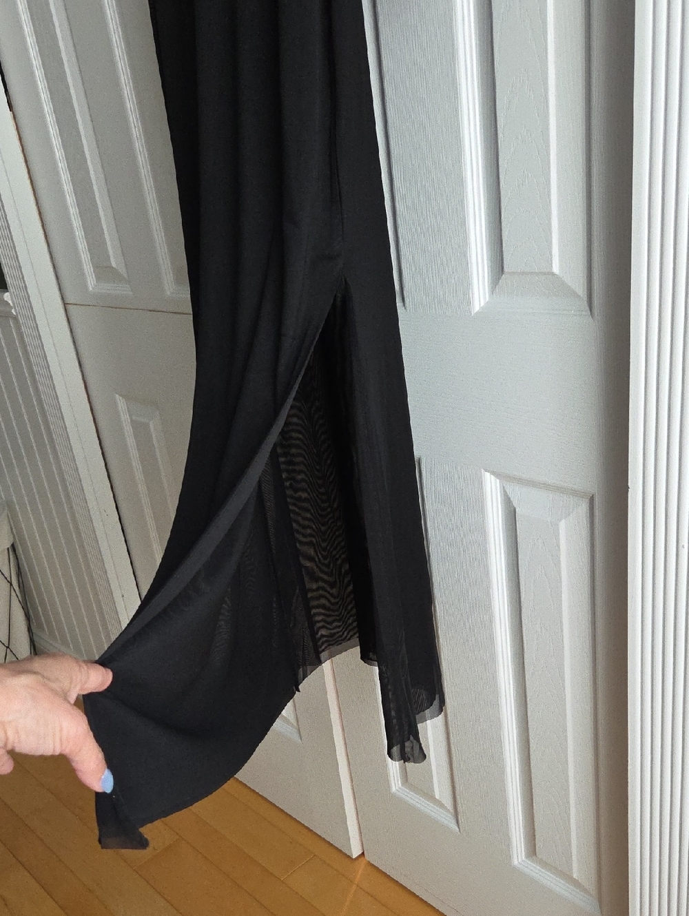 Caroline Constas Black Sheer Long Sleeve Maxi Dress Gold Hardware Accents - Picture 5 of 12
